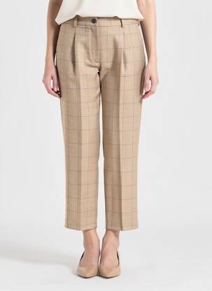 Pantalon 7/8 talie cu cleme mărime normală bej MARIA BELLENTANI femeie