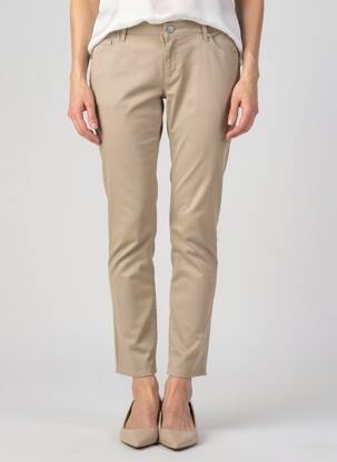 Pantalon slim țesătură poplin mărime normală maro ROSNER femeie