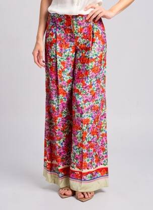 Pantalon larg închidere cu fermoar sub clapetă cu nasturi talie înaltă roz ESSENTIEL ANTWERP femeie