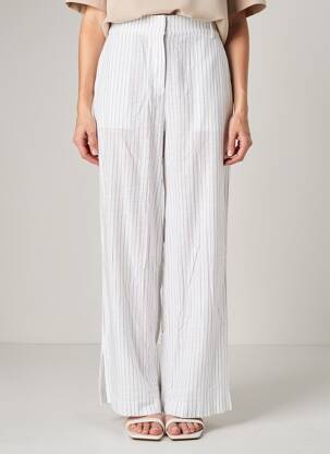 Pantalon larg țesătură crep talie înaltă alb BARBOUR femeie