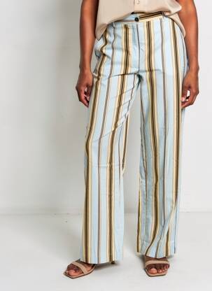 Pantalon larg țesătură poplin mărime normală albastru DIEGA femeie