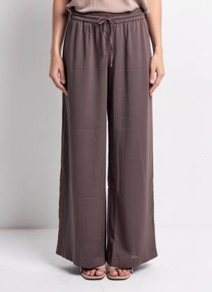 Pantalon larg țesătură crep mărime normală maro SAMSOE & SAMSOE femeie