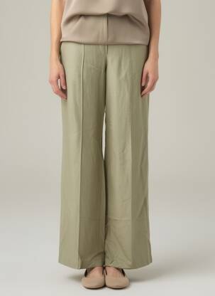 Pantalon larg închidere cu fermoar lateral talie înaltă verde SAMSOE & SAMSOE femeie