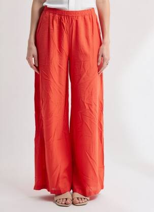Pantalon larg țesătură poplin mărime normală portocalie MAISON SAINT JULIEN femeie
