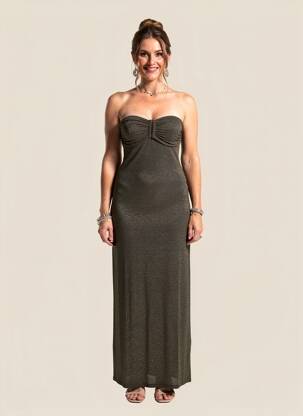 Rochie lungă fără mâneci fără mâneci auriu BELIZA femeie