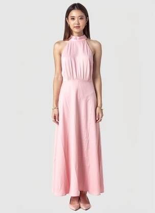 Rochie lungă fără mâneci fără mâneci roz SAMSOE & SAMSOE femeie