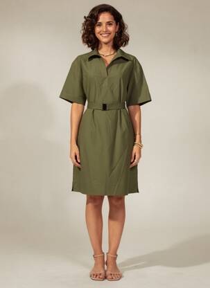 Rochie midi mâneci scurte mâneci scurte verde GERARD DAREL femeie
