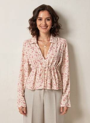 Cămașă imprimeu floral mâneci lungi roșu ROUJE femeie
