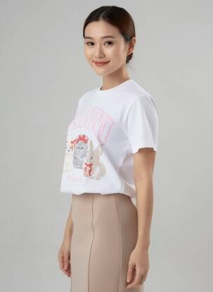 Tricou croială dreaptă mâneci scurte alb GANNI femeie