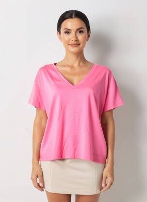 Tricou croială dreaptă mâneci scurte roz MAJESTIC FILATURES femeie