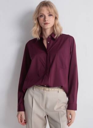 Cămașă țesătură poplin mâneci lungi violet ANDREA LEV femeie