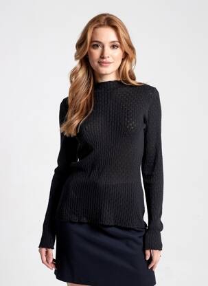 Pulover croială dreaptă mâneci lungi negru ROUJE femeie