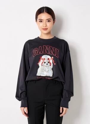 Tricou mâneci lungi mâneci lungi negru GANNI femeie