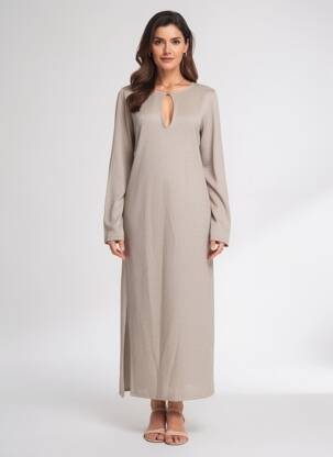 Rochie lungă mâneci lungi mâneci lungi auriu MUS & BOMBON femeie