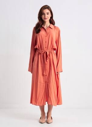 Rochie lungă mâneci lungi mâneci lungi portocalie GRACE & MILA femeie