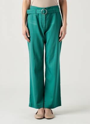 Pantalon drept țesătură crep talie înaltă verde VILA femeie