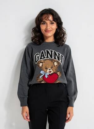 Pulover elasticitate mâneci lungi gri GANNI femeie