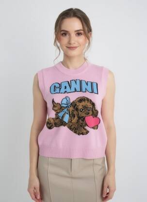 Pulover elasticitate fără mâneci roz GANNI femeie
