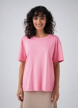 Tricou croială dreaptă mâneci scurte roz JOHANNA PARIS femeie
