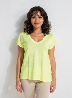 Tricou croială dreaptă mâneci scurte galben ALEXANDRE LAURENT femeie