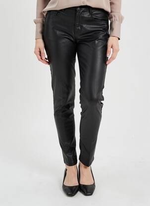 Pantalon slim talie înaltă talie înaltă negru IDODO femeie