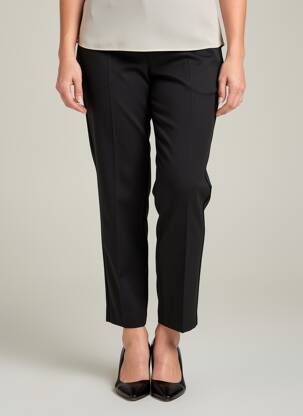 Pantalon 7/8 talie cu cleme mărime normală negru HIPPOCAMPE femeie