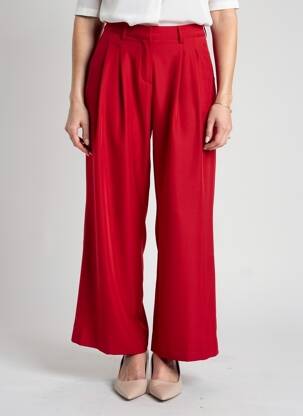 Pantalon larg țesătură crep mărime normală roșu AN' GE femeie