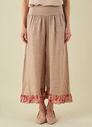 Pantalon 7/8 talie elastică maro COLETTE femeie