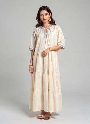 Rochie lungă mâneci scurte mâneci scurte bej SCOTCH & SODA femeie