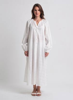 Rochie lungă mâneci lungi mâneci lungi alb SUNCOO femeie