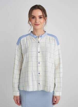 Cămașă țesătură crep mâneci lungi albastru SACRÉCOEUR femeie