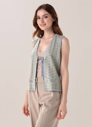 Vestă fără mâneci plasă fină albastru SCOTCH & SODA femeie
