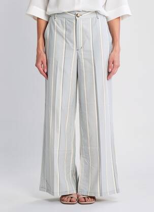 Pantalon larg țesătură poplin talie înaltă albastru MKT STUDIO femeie