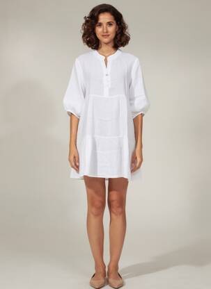 Rochie scurtă mâneci 3/4 mâneci 3/4 alb NAIS femeie