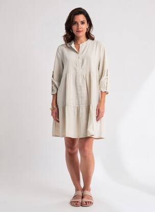 Rochie scurtă mâneci 3/4 mâneci 3/4 gri NAIS femeie