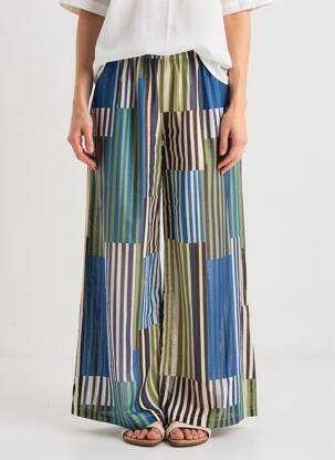 Pantalon larg țesătură poplin mărime normală albastru SUNNY STUDIO femeie