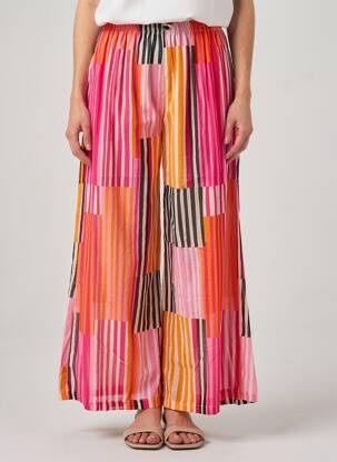 Pantalon larg țesătură poplin mărime normală roz SUNNY STUDIO femeie
