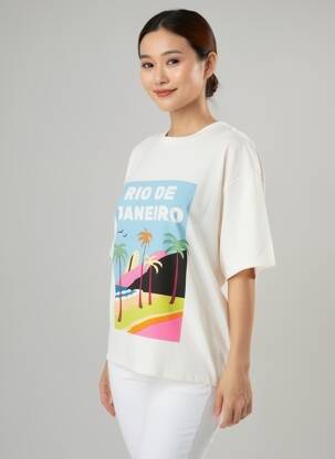 Tricou imprimeu fantezie mâneci scurte bej MKT STUDIO femeie