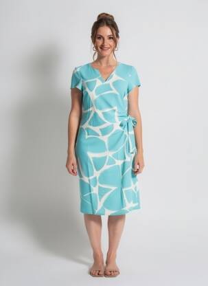 Rochie scurtă mâneci scurte mâneci scurte albastru SIGNE NATURE femeie
