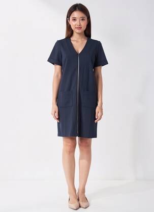 Rochie scurtă mâneci scurte mâneci scurte albastru I.CODE (By IKKS) femeie
