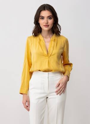 Cămașă țesătură poplin mâneci lungi galben FIVE femeie