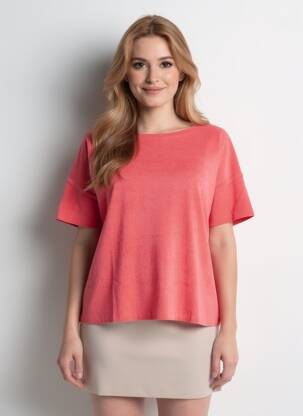 Tricou croială dreaptă mâneci scurte roz ANONYM APPAREL femeie
