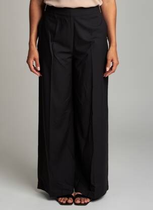 Pantalon larg închidere cu fermoar lateral talie înaltă negru LA FEE MARABOUTEE femeie