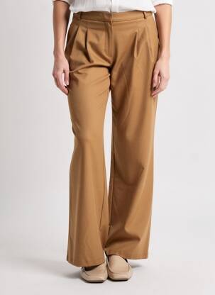 Pantalon larg țesătură poplin mărime normală maro LA PETITE FRANCAISE femeie