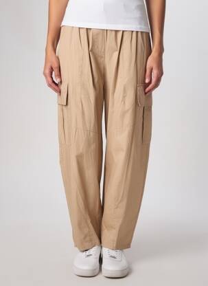 Pantalon cargo țesătură poplin mărime normală bej O'MER femeie