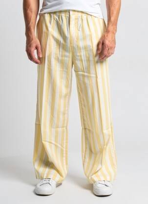 Pantalon larg țesătură poplin talie înaltă galben EMMA & ASHLEY bărbat