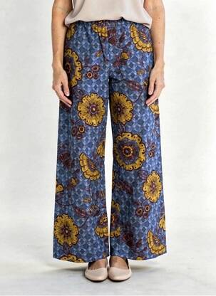 Pantalon larg țesătură poplin mărime normală albastru HOD femeie