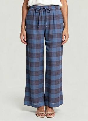 Pantalon larg țesătură crep albastru HOD femeie