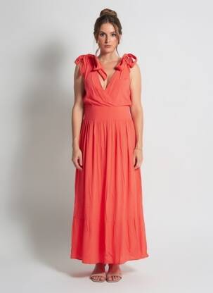 Rochie lungă fără mâneci fără mâneci portocalie MOLLY BRACKEN femeie