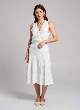 Rochie midi fără mâneci fără mâneci alb LILI SIDONIO femeie